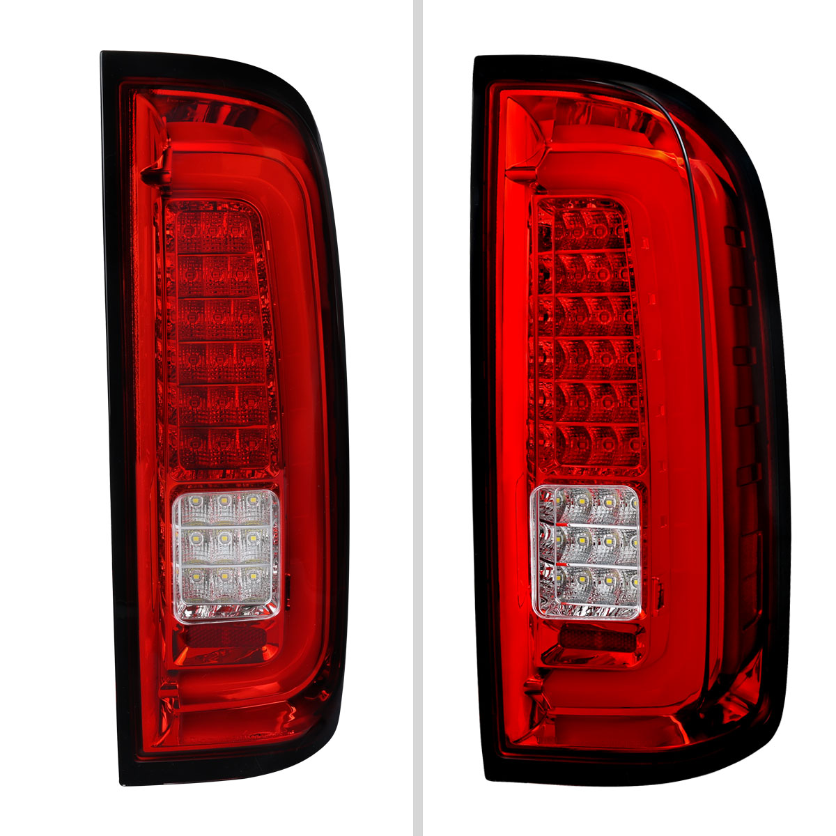 2015-2022 Chevrolet Colorado GMC Canyon Full LED Sequential Tail Lights (Chrome Housing / Red Clear Lens)