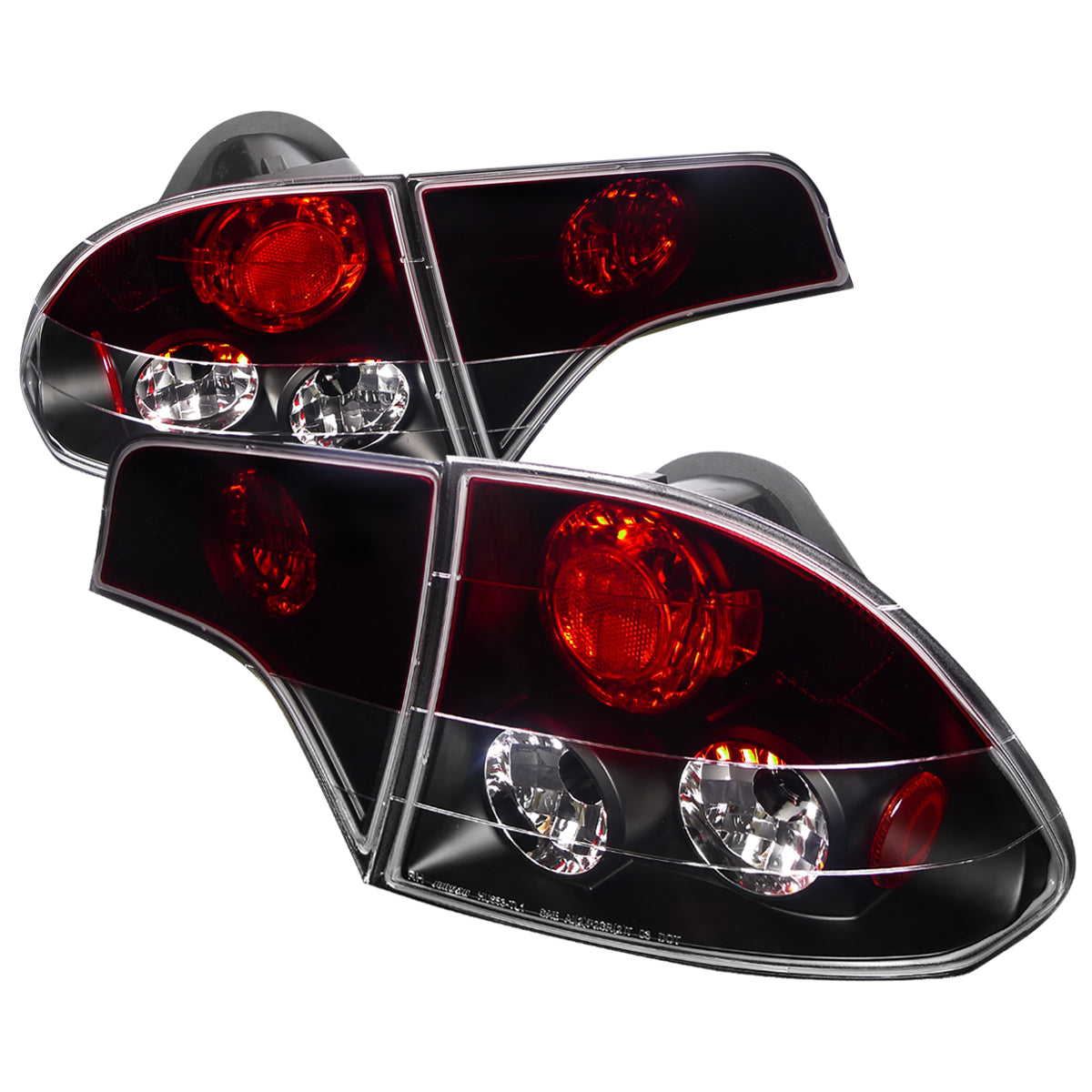 2006-2011 Honda Civic Sedan Tail Lights (Matte Black Housing/Red Clear Lens)
