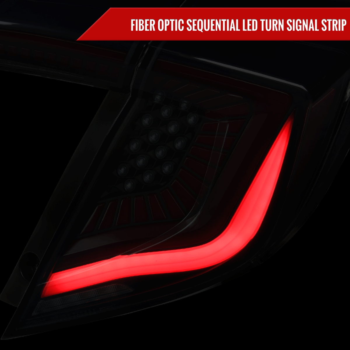 2017-2021 Honda Civic Hatchback LED Sequential Signal Tail Lights (Black Housing/Smoked Lens)