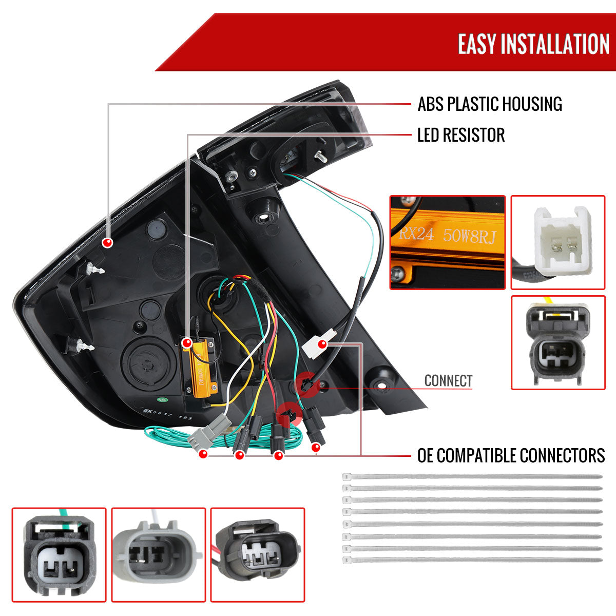 2017-2021 Honda Civic Hatchback LED Sequential Signal Tail Lights (Black Housing/Smoked Lens)