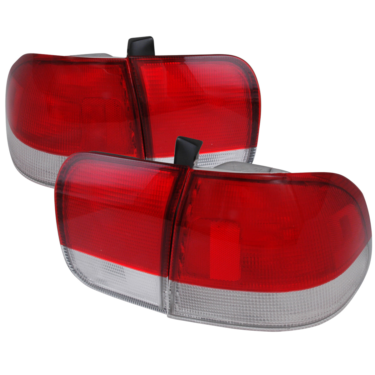 1996-1998 Honda Civic Sedan Tail Lights w/ Bulbs (Chrome Housing/Red Clear Lens)
