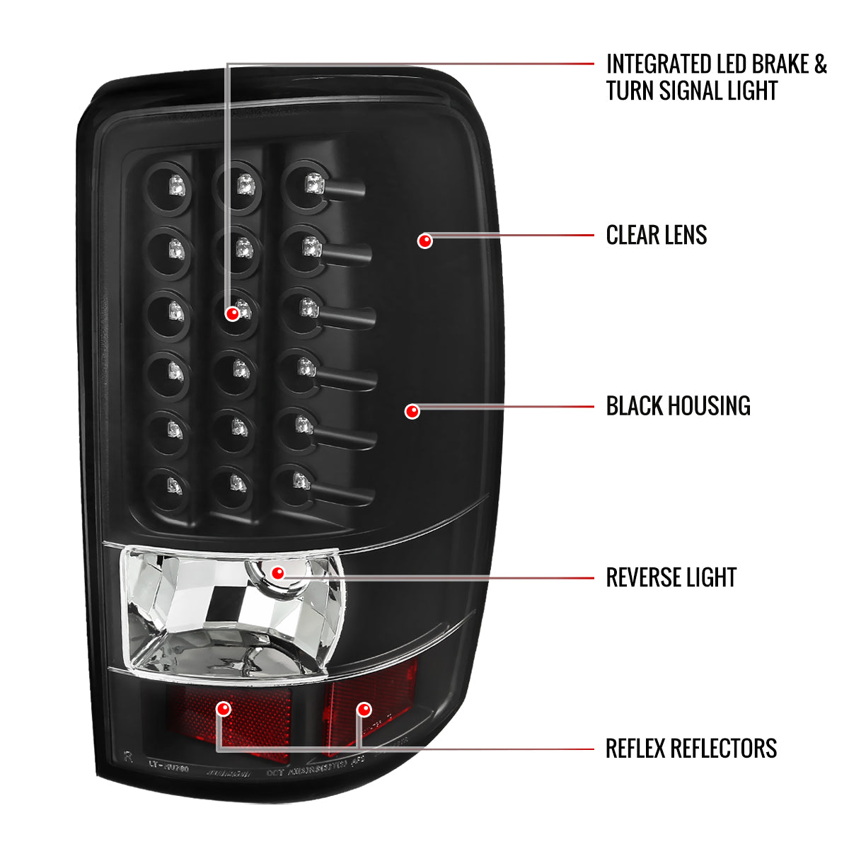 2000-2006 Chevrolet Suburban/Tahoe GMC Yukon/Yukon XL LED Tail Lights (Matte Black Housing/Clear Lens)