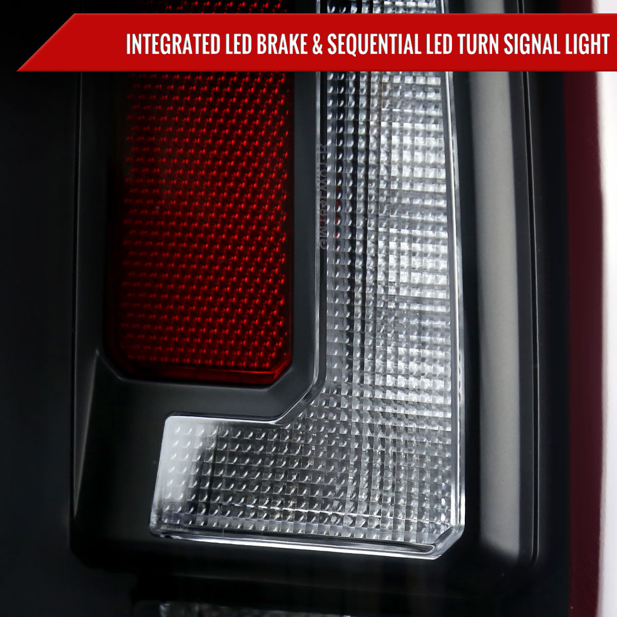 2007-2014 Chevrolet Tahoe/Suburban / 2007-2014 GMC Yukon/Yukon Denali Red LED Sequential Turn Signal Tail Lights (Matte Black Housing/Clear Lens)