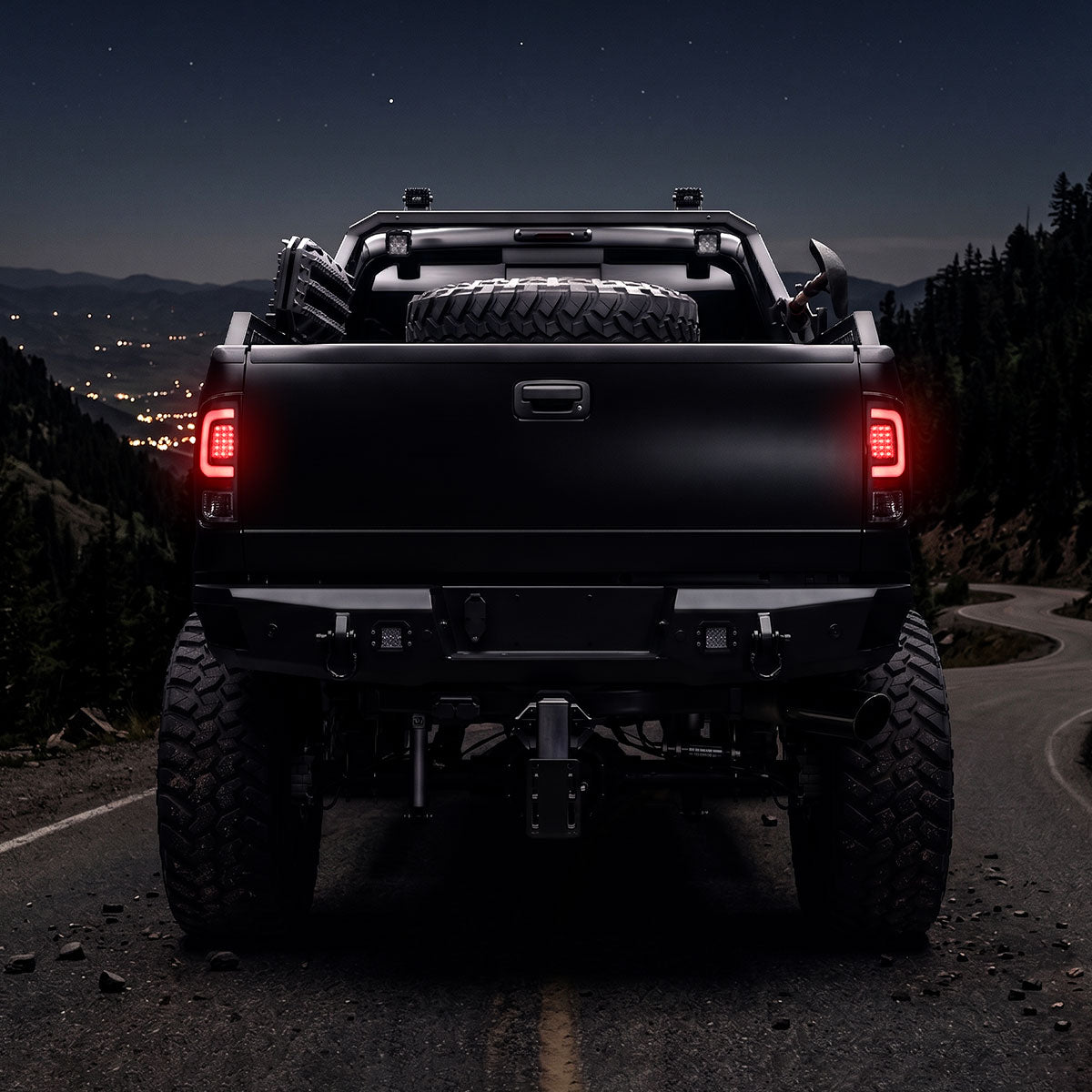 2008-2016 Ford F-250 / F-350 / F-450 / F-550 Super Duty Red LED C-Bar Tail Lights (Black Housing / Clear Lens)