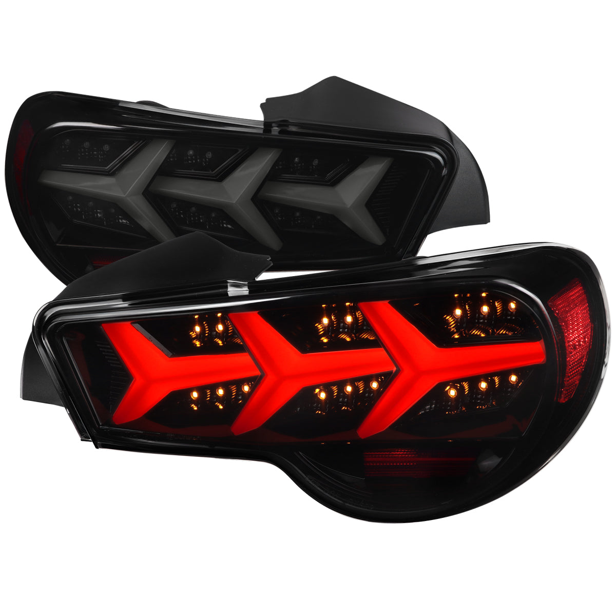 2013-2016 Scion FRS/ Subaru BRZ Lambo Style Sequential LED Tail Lights (Glossy Black Housing/Smoked Lens)
