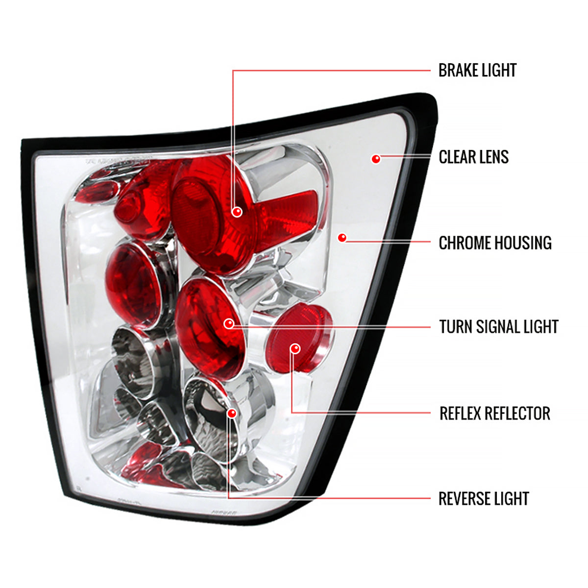2005-2006 Jeep Grand Cherokee Tail Lights (Chrome Housing/Clear Lens)