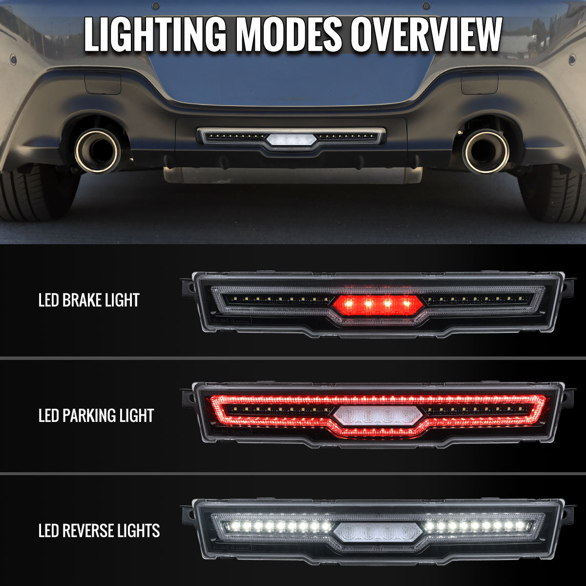 2022-2024 Toyota GR86 / Subaru BRZ Rear Bumper Full LED 4th Reverse Tail Brake Light (Jet Black Housing / Clear Lens)