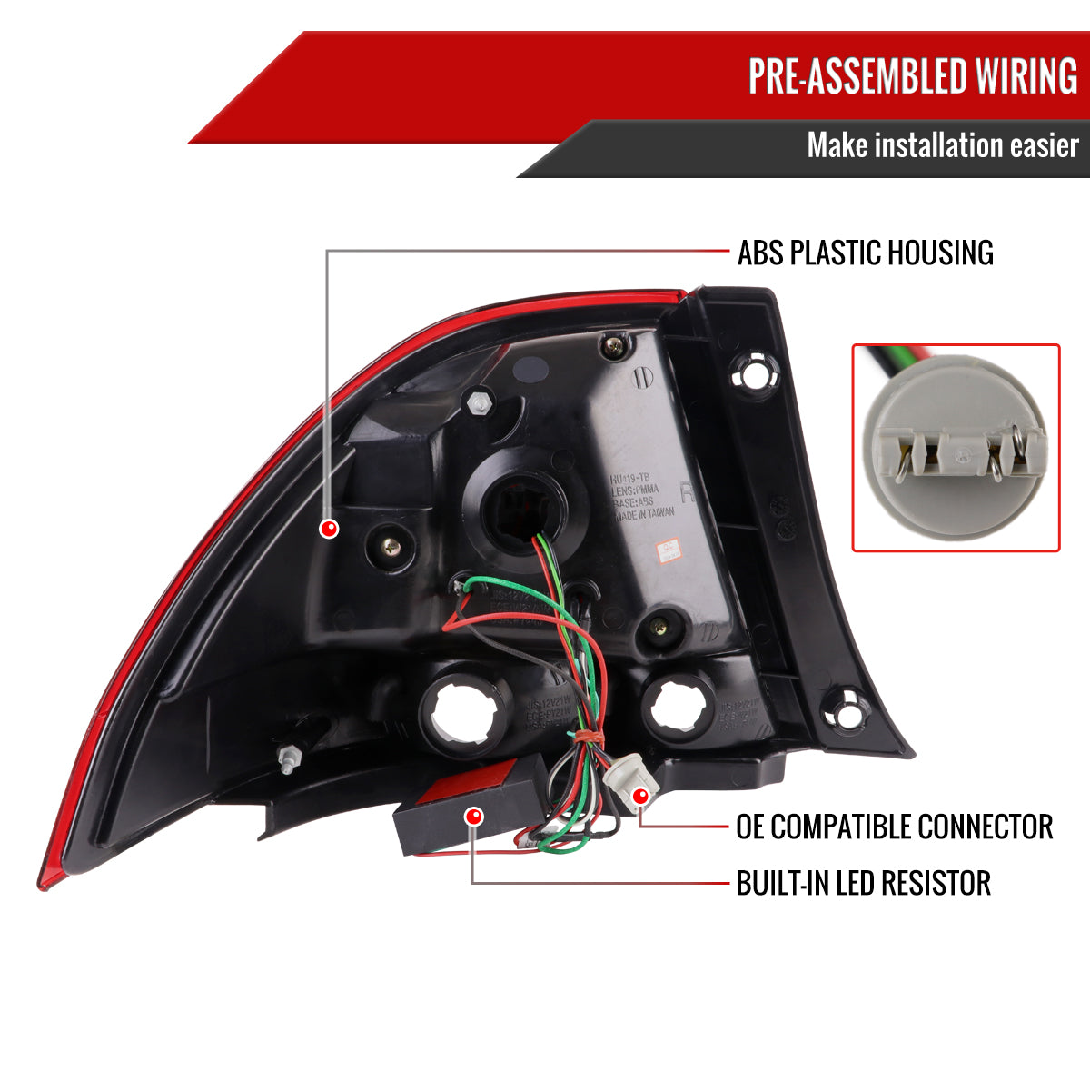 2001-2005 Lexus IS300 LED Tail Lights (Chrome Housing/Red Clear Lens)
