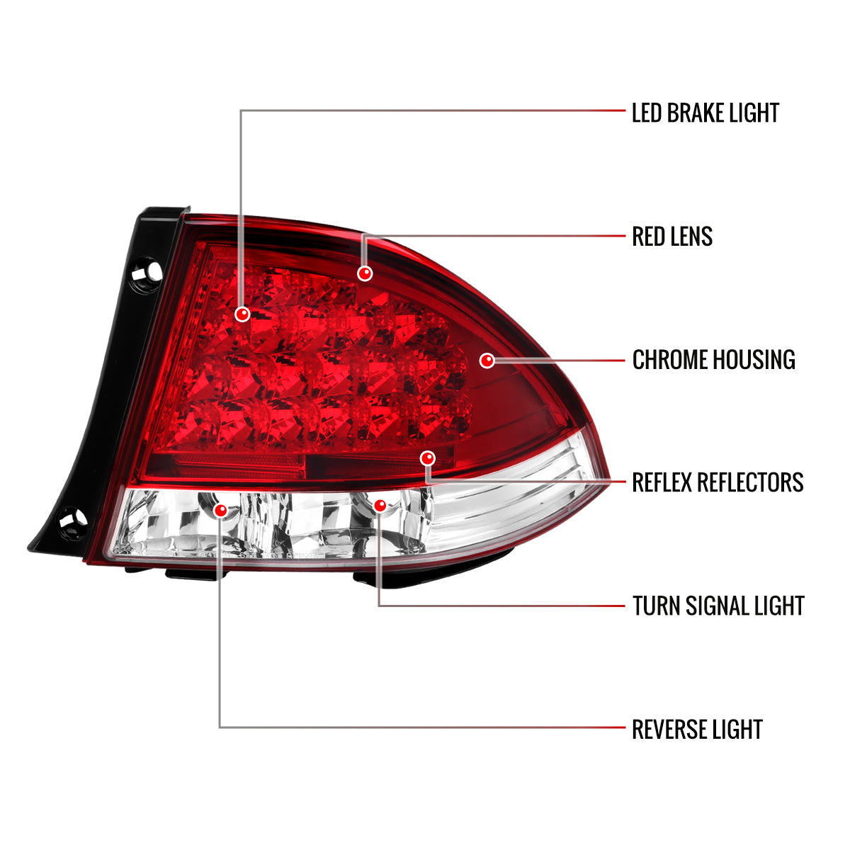 2001-2005 Lexus IS300 LED Tail Lights (Chrome Housing/Red Clear Lens)