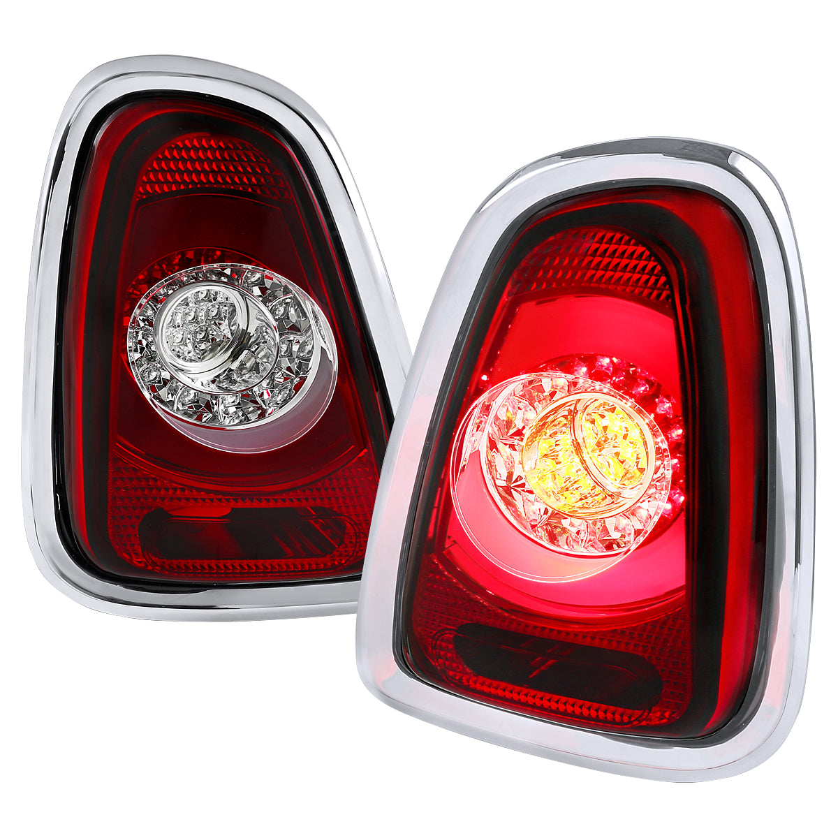 2011-2015 Mini Cooper Base S Hatchback/Convertible LED Tail Lights (Chrome Housing/Red Lens)