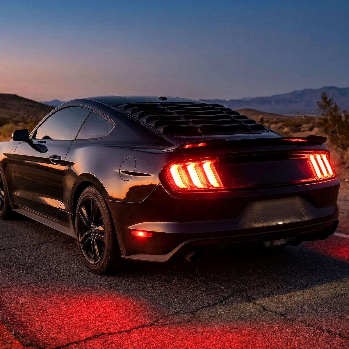 2015-2023 Ford Mustang Sequential LED Turn Signal Euro Tail Lights (Black Housing / Clear Lens)