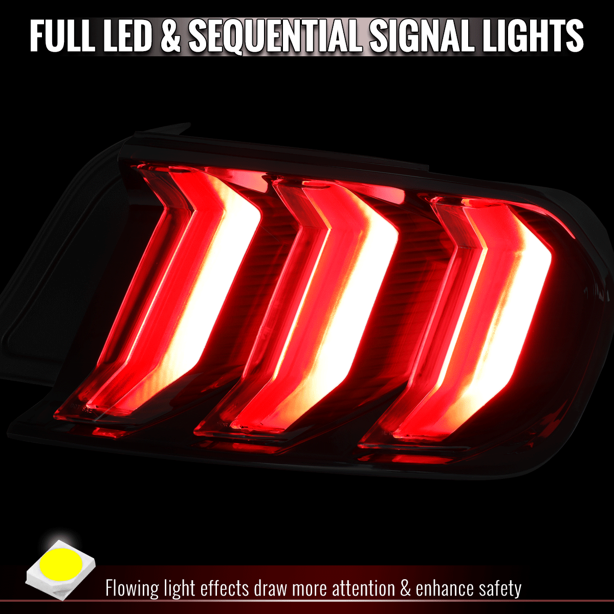 2008-2014 Dodge Challenger Sequential LED Turn Signal Tail Lights (Black Housing / Clear Lens / White Bars)