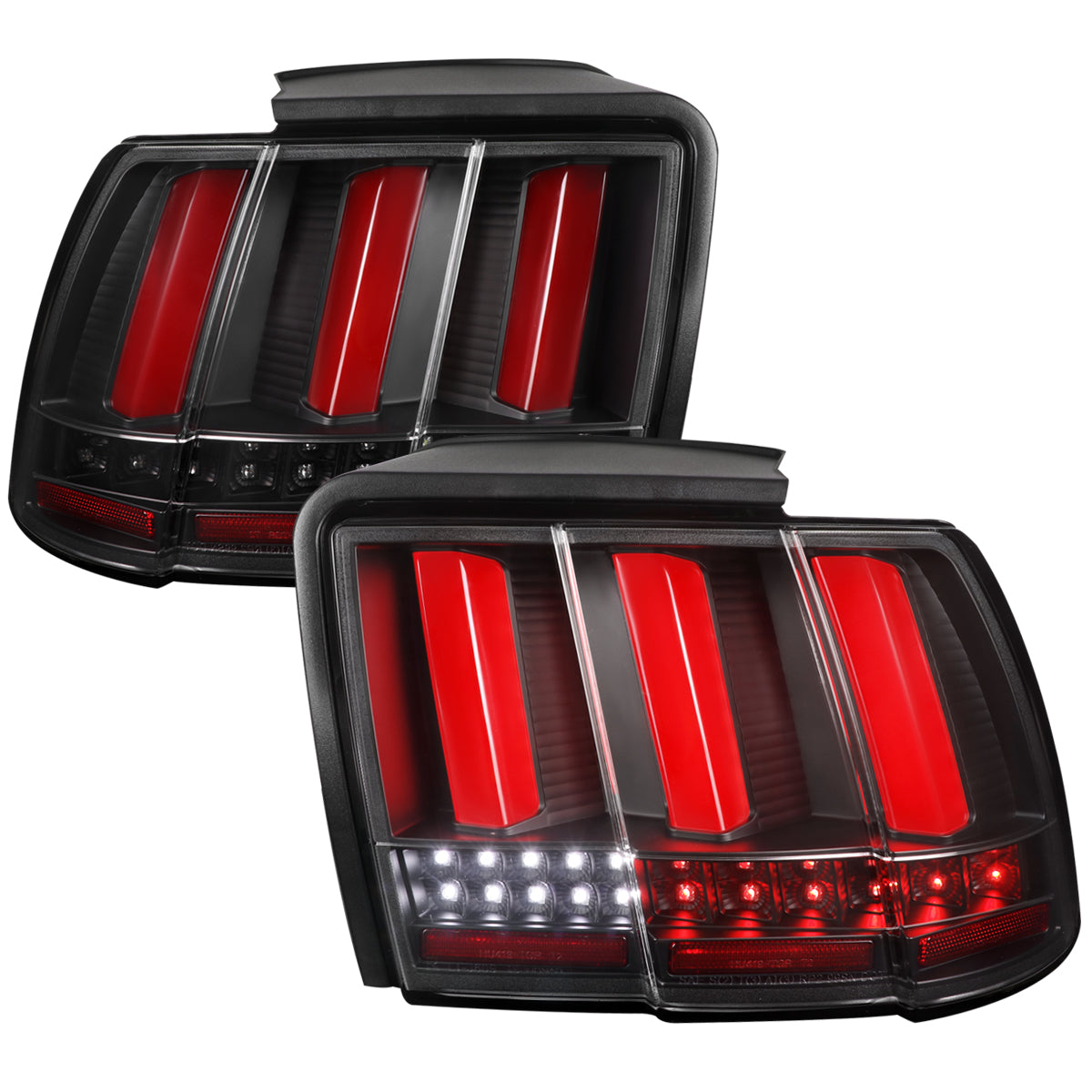 1999-2004 Ford Mustang Sequential LED Tail Lights (Black Housing/Clear Lens)