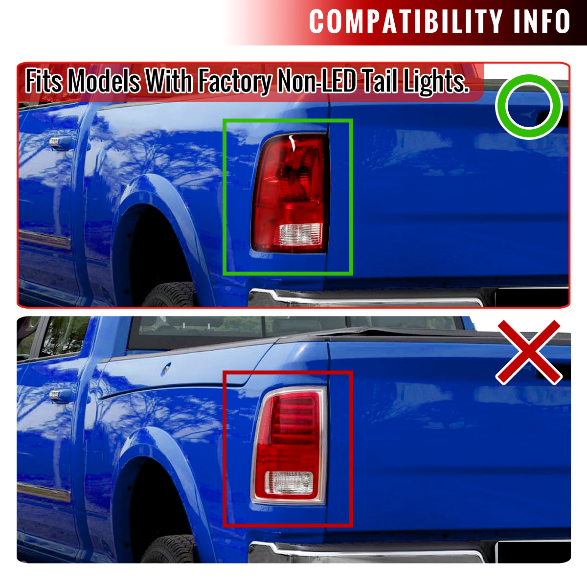 2009-2018 Dodge RAM 1500 / 2019-2021 Dodge RAM Classic / 2010-2018 RAM 2500 3500 LED Tail Lights (Glossy Black Housing/Smoked Lens)