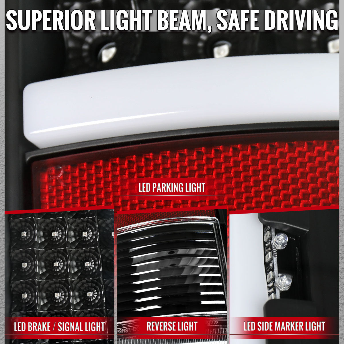 2009-2018 Dodge RAM 1500 / 2019-2021 RAM Classic / 2010-2018 RAM 2500 3500 Full LED C-Bar Tail Lights (Black Housing / Clear Lens)