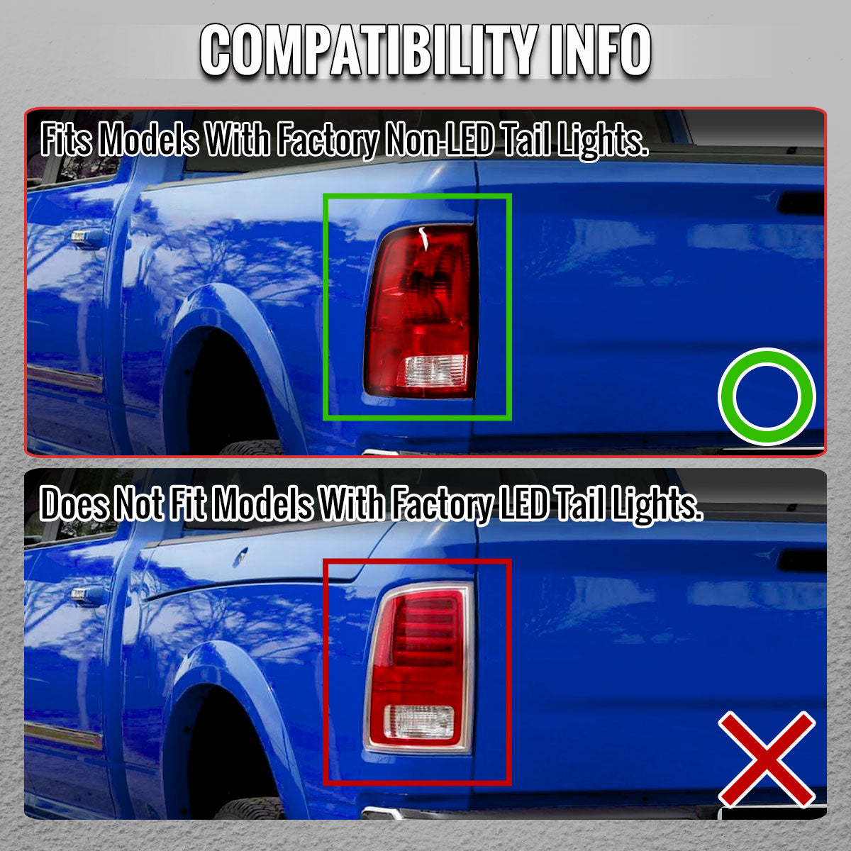 2009-2018 Dodge RAM 1500 / 2019-2021 RAM Classic / 2010-2018 RAM 2500 3500 Full LED C-Bar Tail Lights (Black Housing / Smoked Lens)