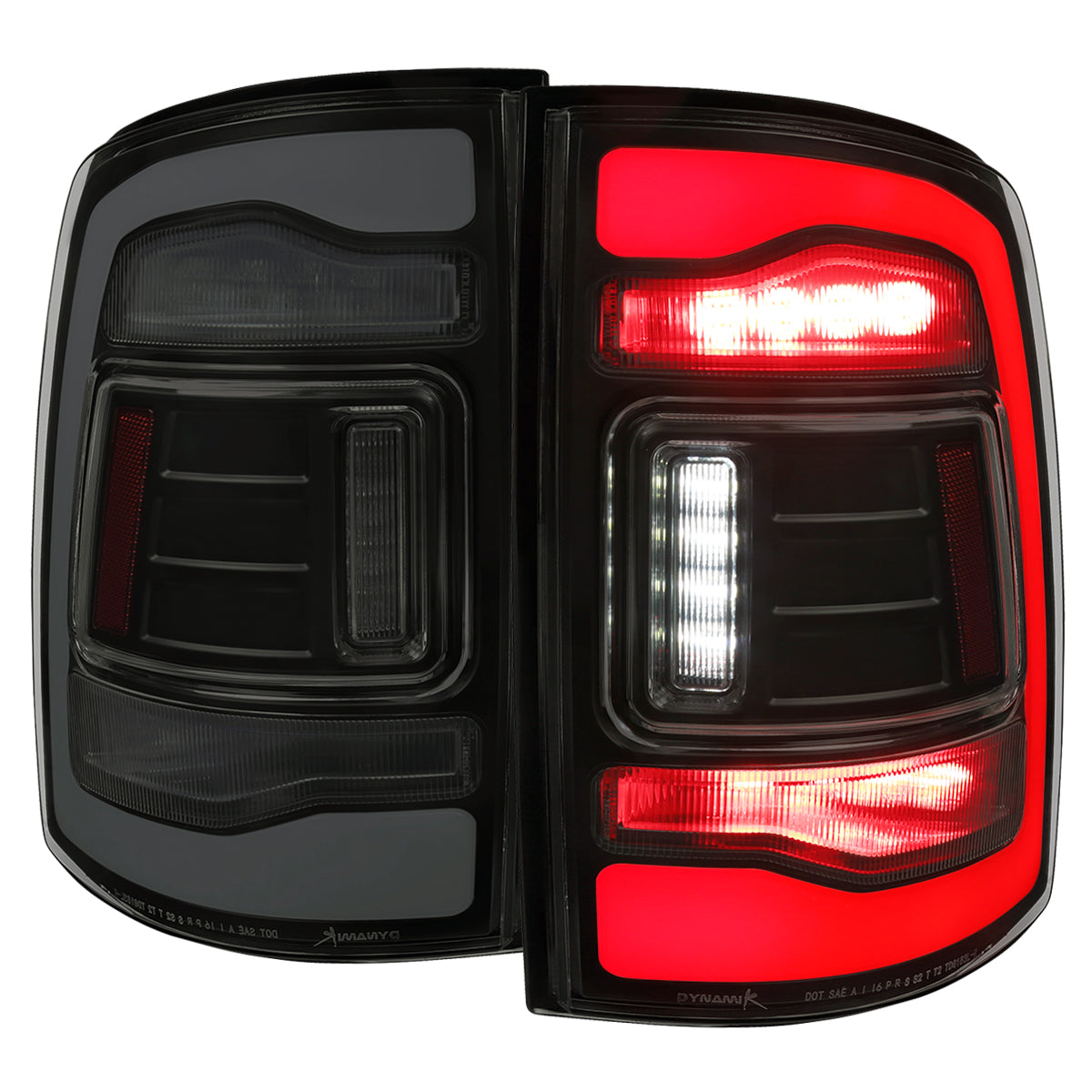 2013-2018 RAM 1500/2500/3500 Sequential Signal LED Tail Lights (Black Housing/Smoked Lens)