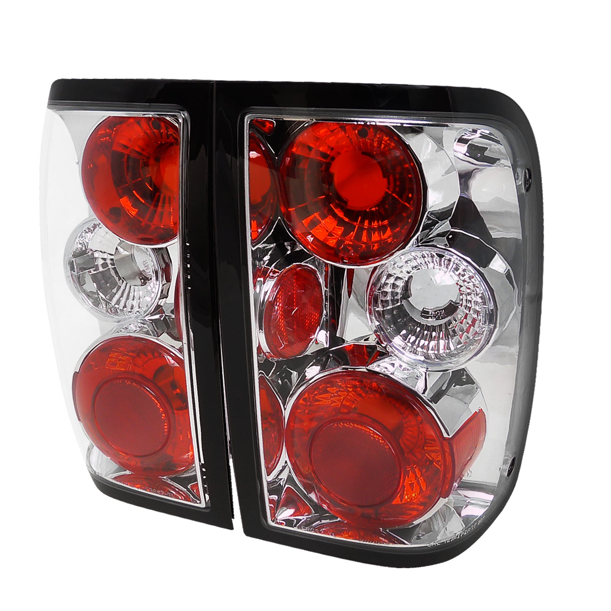 1993-1997 Ford Ranger Tail Lights (Chrome Housing/Clear Lens)