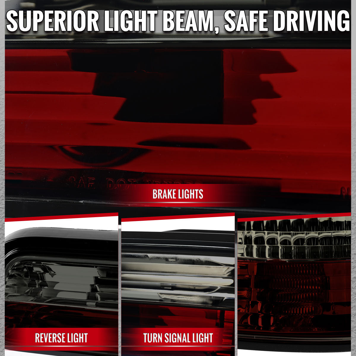 1989-1994 Nissan 240SX S13 Coupe Tail Lights (Chrome Housing/Red Smoked Lens)