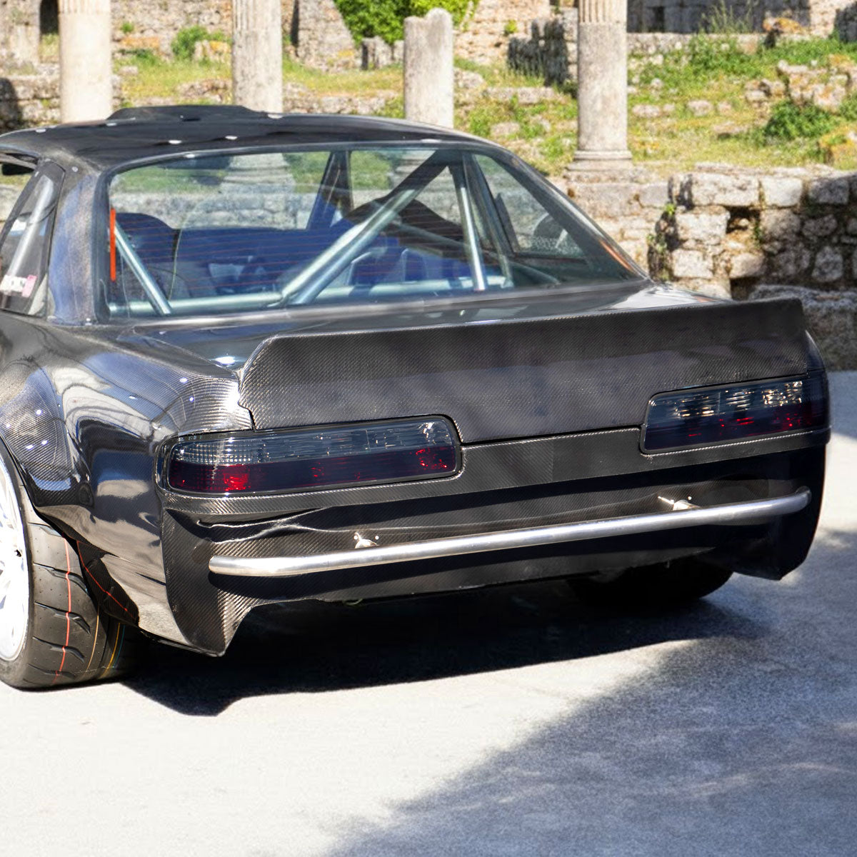 1989-1994 Nissan 240SX S13 Coupe Tail Lights (Chrome Housing/Red Smoked Lens)