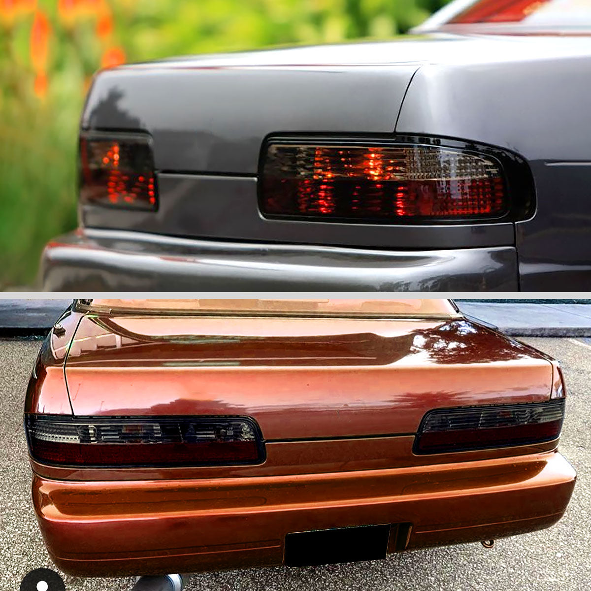 1989-1994 Nissan 240SX S13 Coupe Tail Lights (Chrome Housing/Red Smoked Lens)