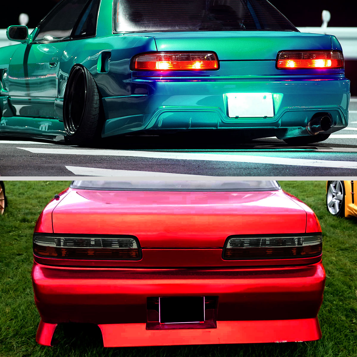 1989-1994 Nissan 240SX S13 Coupe Tail Lights (Chrome Housing/Red Smoked Lens)