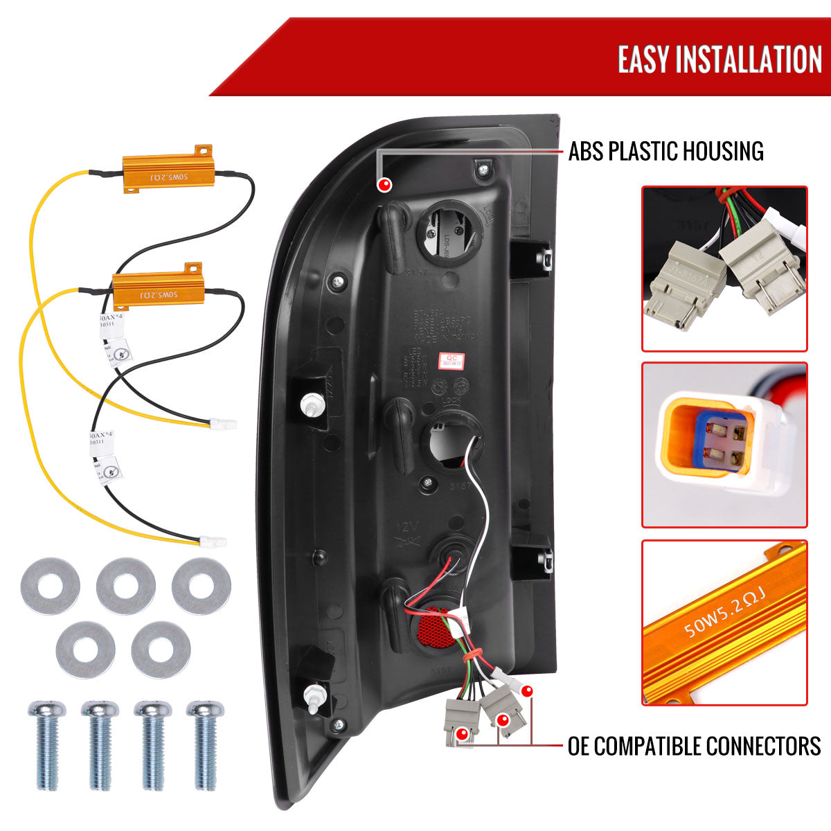 2007-2013 Chevrolet Silverado 1500/ 2007-2014 Silverado 2500HD/3500HD LED Tail Lights with White LED Bar (Chrome Housing/Smoked Lens)