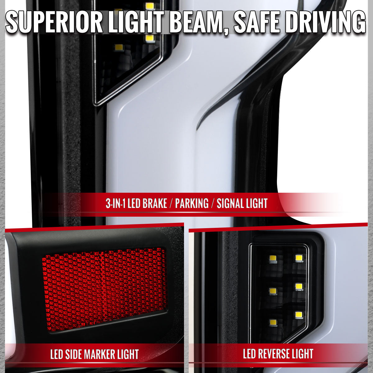 2019-2026 Chevrolet Silverado 1500 / 2020-2023 Silverado 2500HD/3500HD Full LED Switchback Sequential Tail Lights (Black Housing / Clear Lens)
