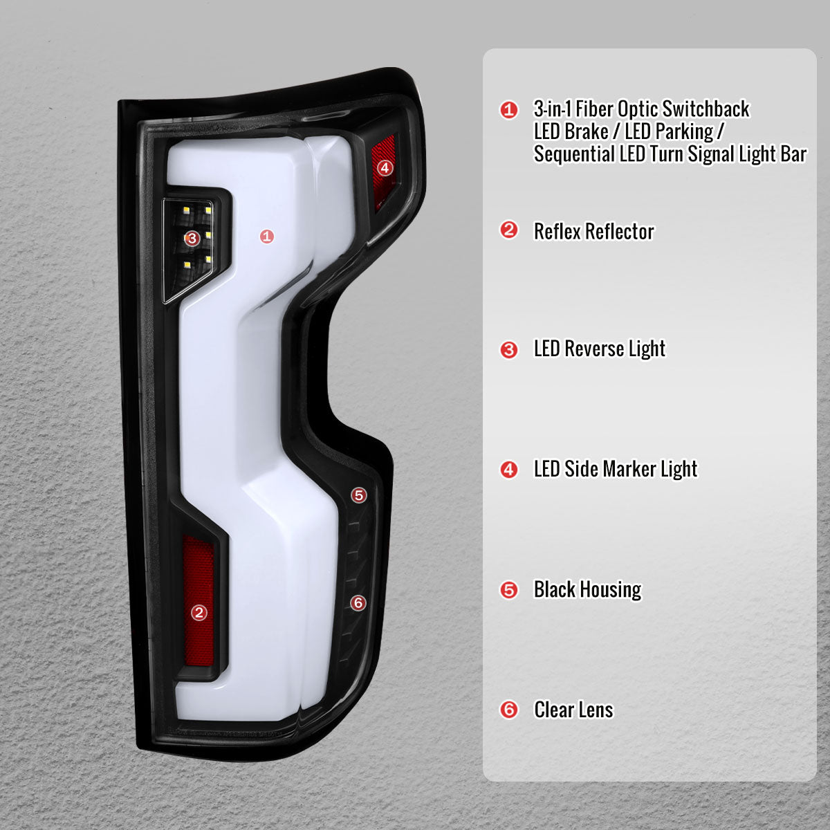 2019-2026 Chevrolet Silverado 1500 / 2020-2023 Silverado 2500HD/3500HD Full LED Switchback Sequential Tail Lights (Black Housing / Clear Lens)