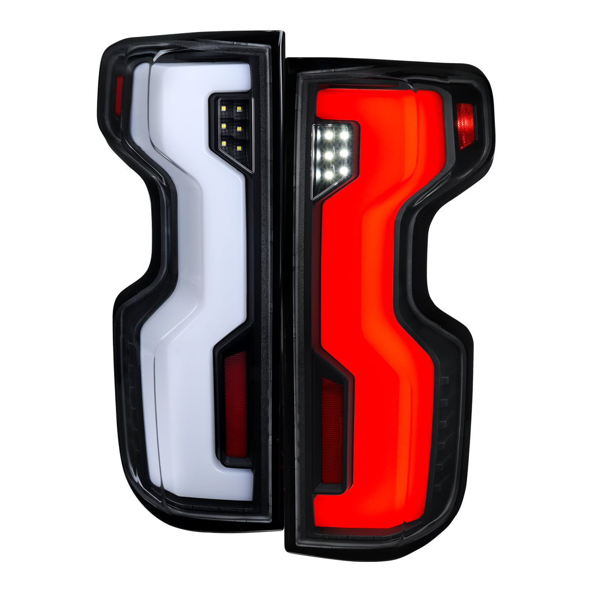 2019-2026 Chevrolet Silverado 1500 / 2020-2023 Silverado 2500HD/3500HD Full LED Switchback Sequential Tail Lights (Black Housing / Clear Lens)