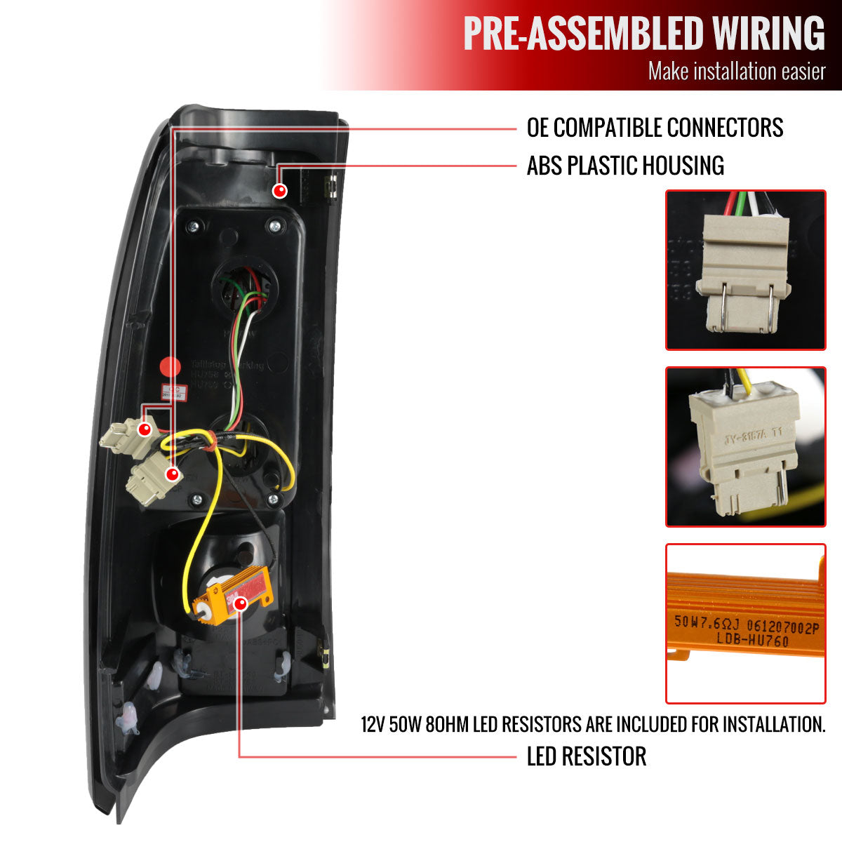 1999-2002 Chevrolet Silverado/ 1999-2006 GMC Sierra V2 LED Tail Lights (Matte Black Housing/Clear Lens)