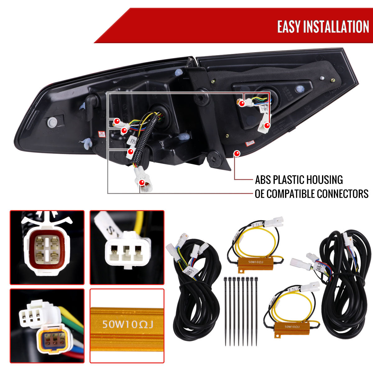 2008-2014 Subaru Impreza WRX Hatchback LED Sequential Tube Tail Lights (Chrome Housing/Red Lens)