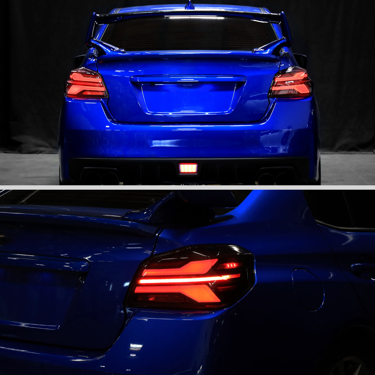 2015-2021 Subaru WRX STi Tail Light w/ Sequential LED Turn SignaL and LED Side Marker Brake Reverse (Glossy Black Housing / Clear Lens)