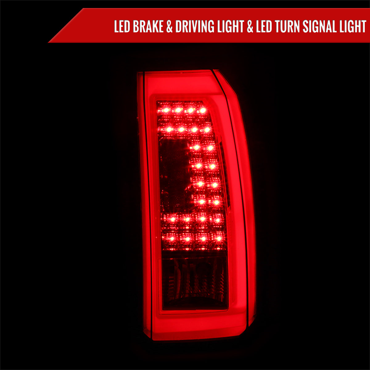 2015-2020 GMC Yukon/Yukon XL Denali SLE/SLT LED Tail Lights (Chrome Housing/Red Smoked Lens)