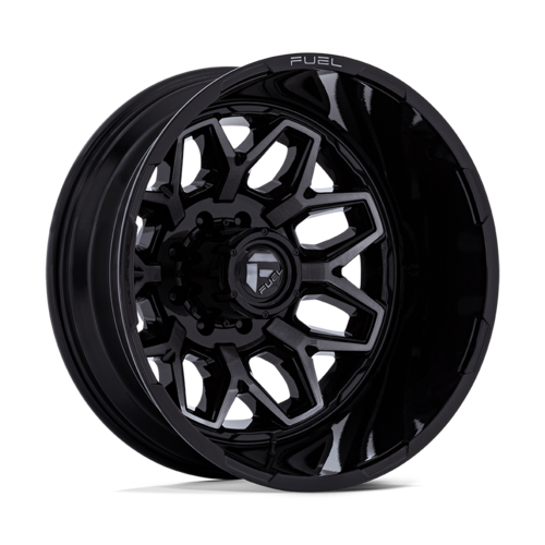 Fuel 1PC D875 Flux Dually 22x8.25 Inch Gloss Black Brush Finish Wheel