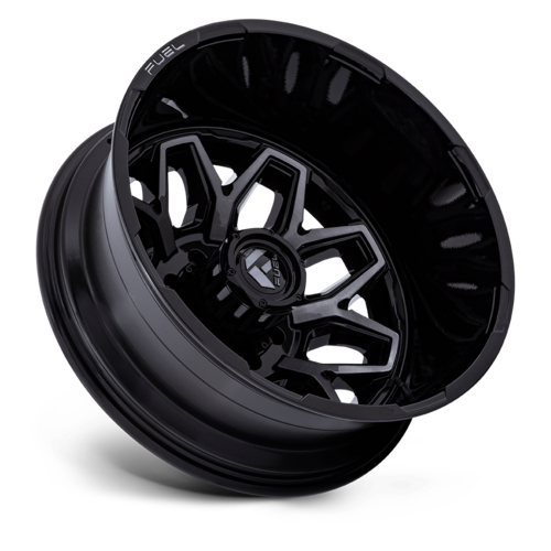 Fuel 1PC D875 Flux Dually 22x8.25 Inch Gloss Black Brush Finish Wheel