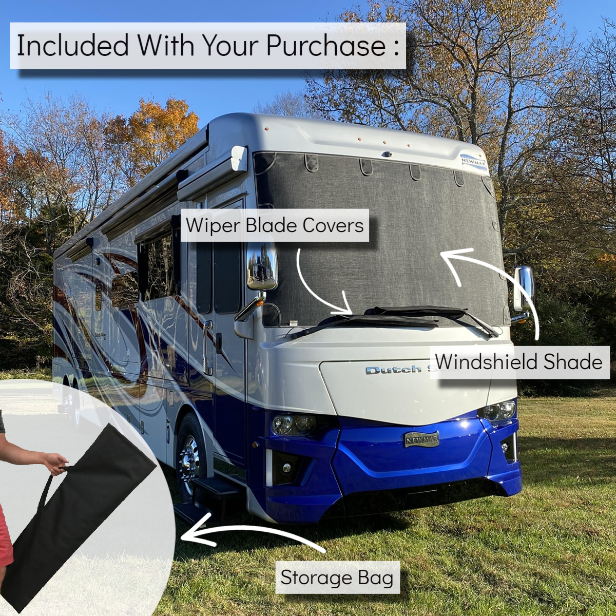 Class A RV/Motorhome Exterior Windshield Sun Shade by Magne Shade-SR1 Performance