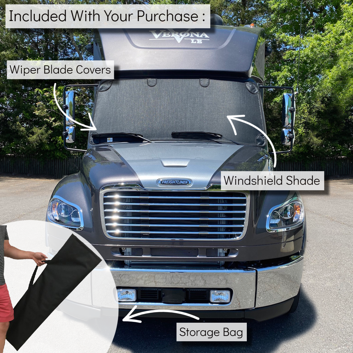 2007-2025 Super C RV/Motorhome Exterior Windshield Sun Shade by Magne Shade-SR1 Performance