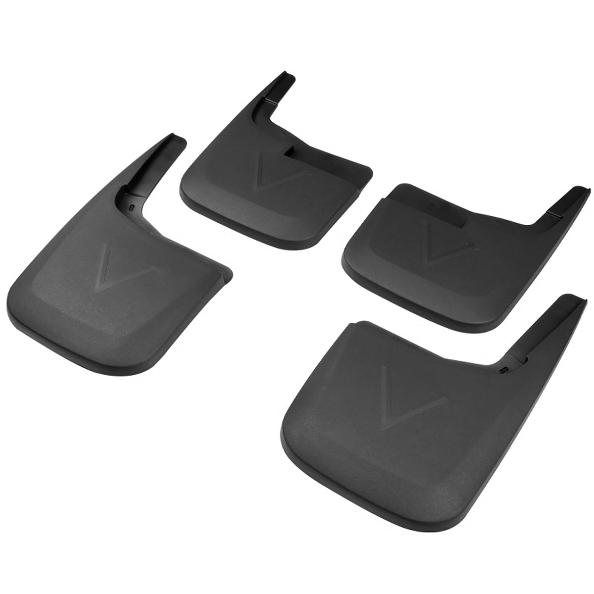 2015-2018 Ford F-150 Black ABS Front & Rear Mud Flap Splash Guards (Models without OEM Wheel Lip Moldings)