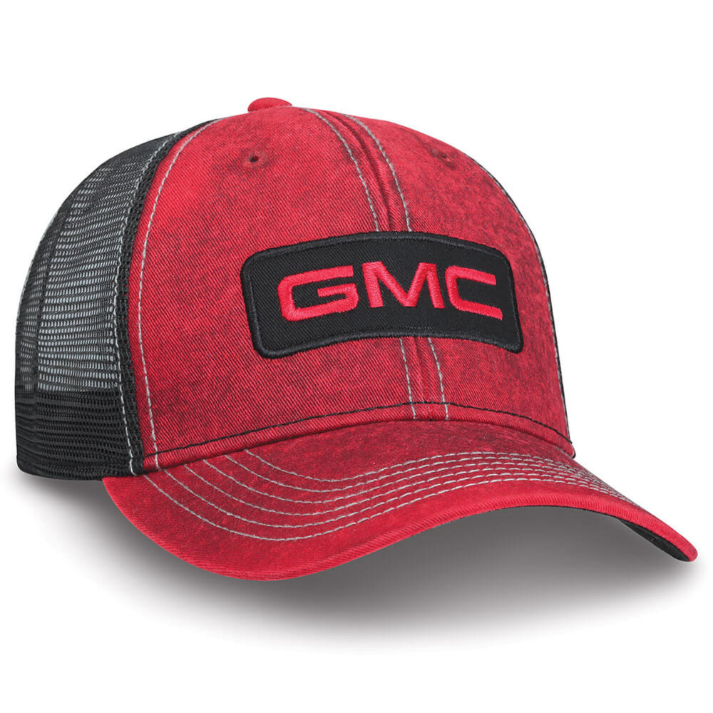 GMC Red Washed Cap - Structured Snapback Hat-SR1 Performance