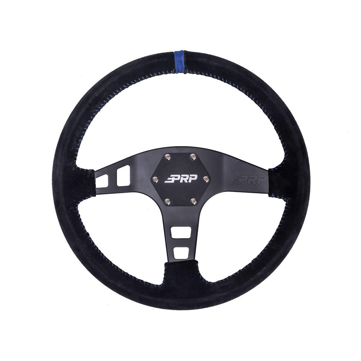 PRP Seats Off Road UTV Flat Steering Wheel - Aluminum with Black Suede-SR1 Performance
