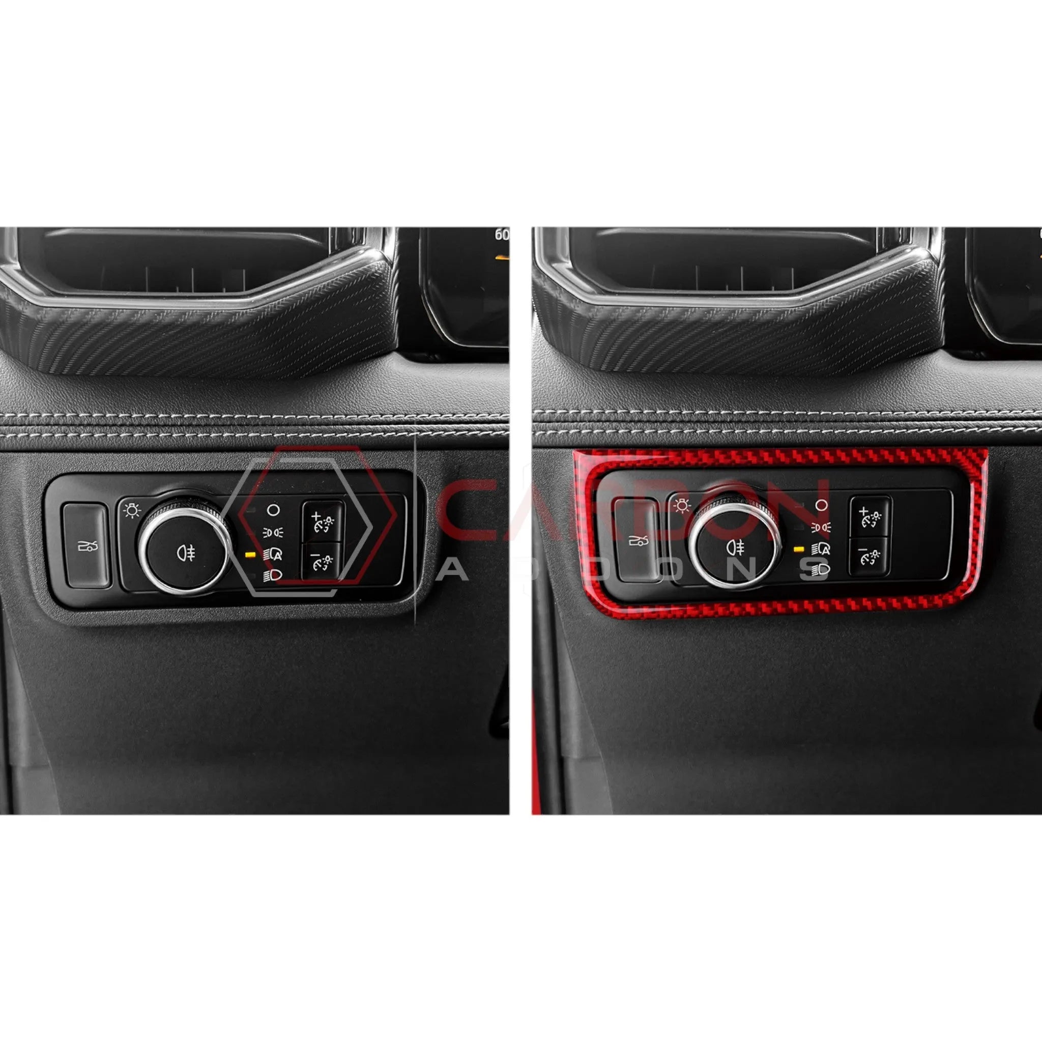 2024+ S650 Mustang Real Carbon Fiber Headlight Control Outer Trim Overlay