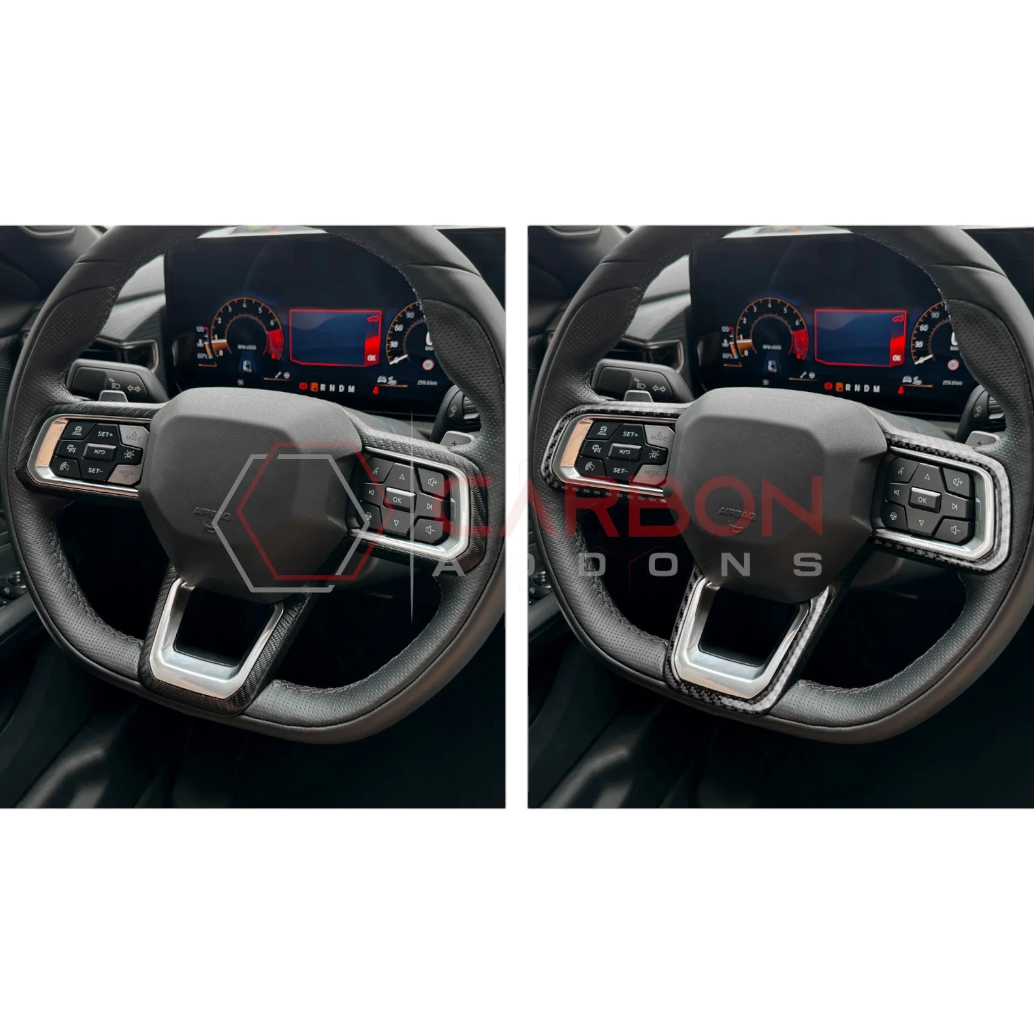 2024+ S650 Mustang Real Carbon Fiber Steering Wheel Trim Overlays