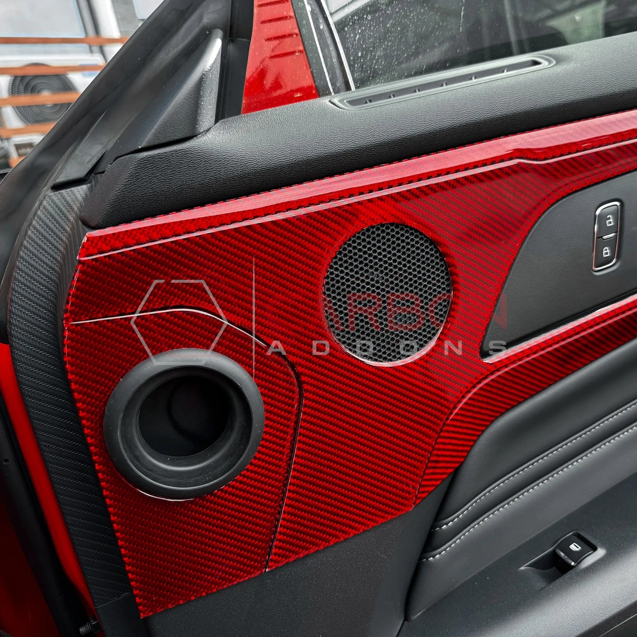 2024+ S650 Mustang Real Carbon Fiber Door Handle/Speaker Panel Trim Overlay