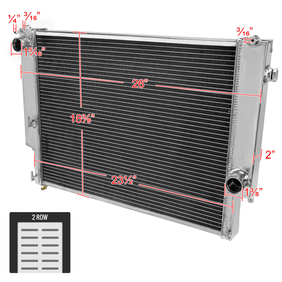 1992-1998 BMW E36 3 Series Manual Transmission Aluminum 2-Row Performance Radiator