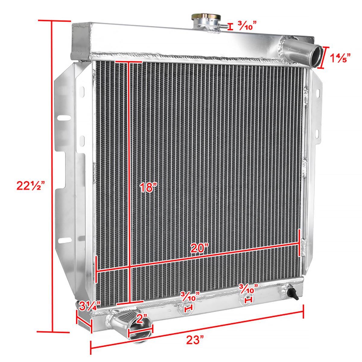 1955-1957 Ford Thunderbird Aluminum 3-Row Performance Radiator