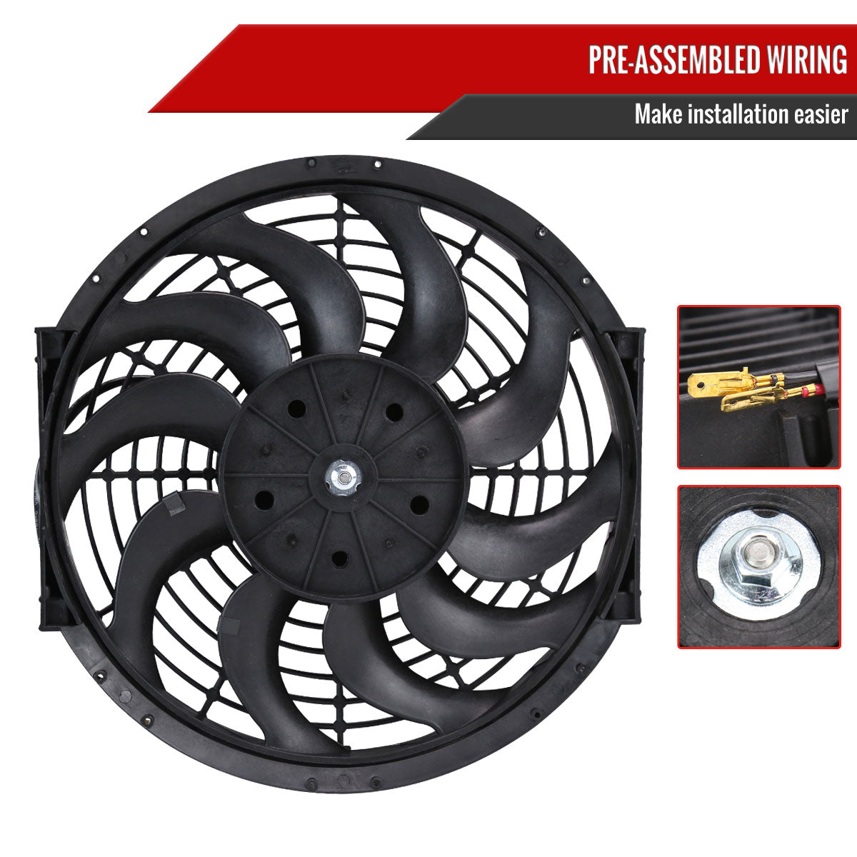 Universal 12 Inch 12V/80W Radiator Cooling Fan Kit