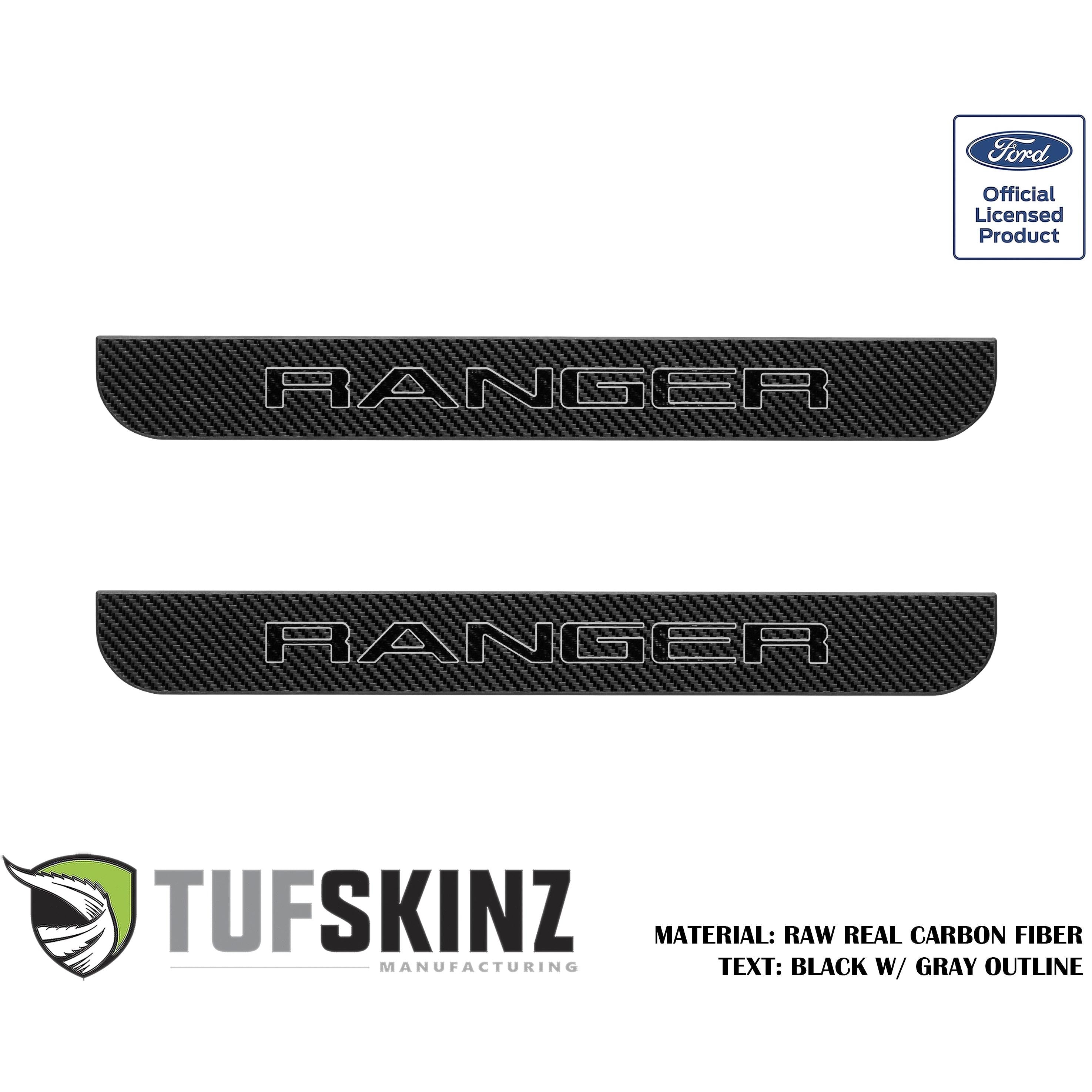 Supercrew Front Door Sill Trim Accent Trim Fits 2019-2020 Ford Ranger (Ranger)Black w/Gray Outline Logo