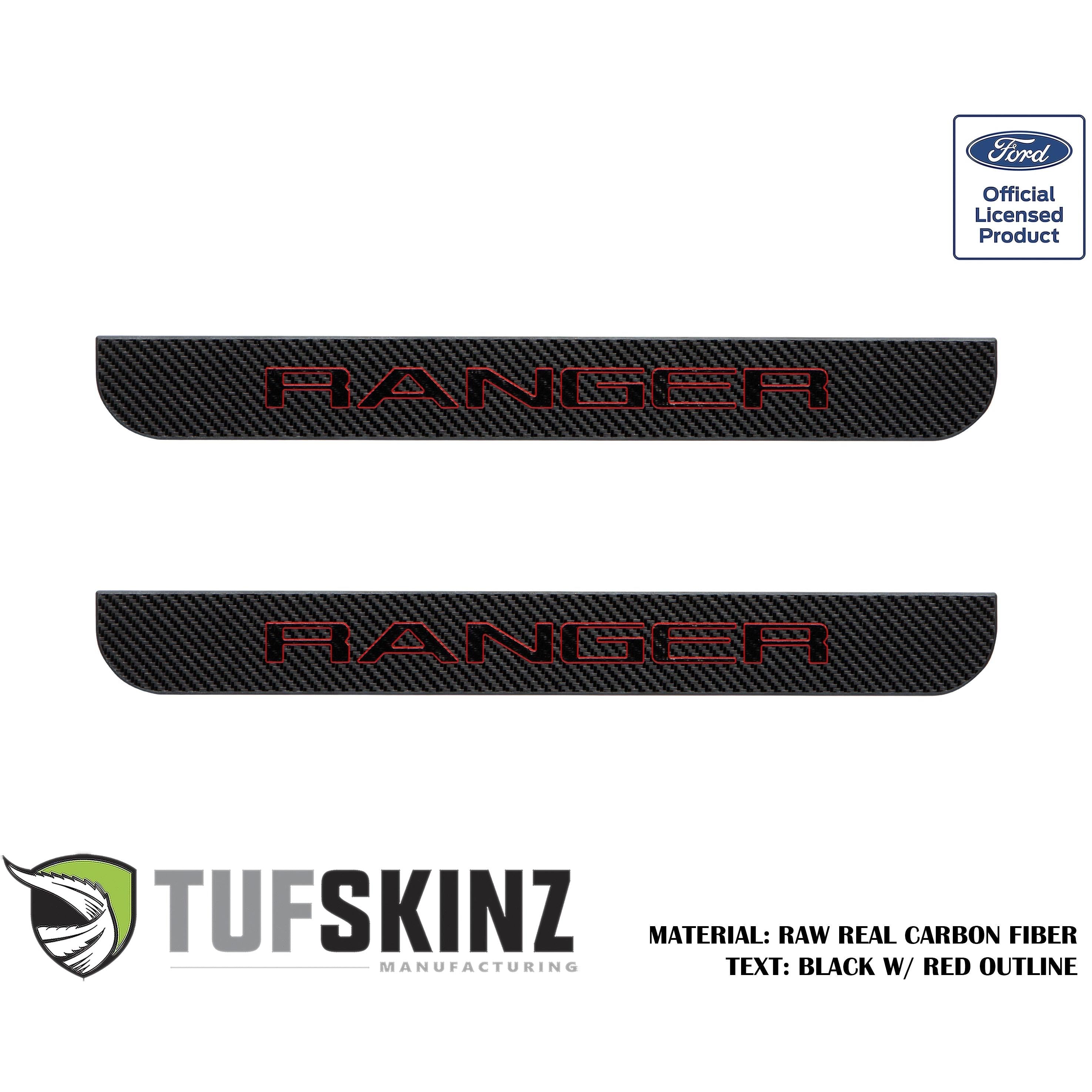 Supercrew Front Door Sill Trim Accent Trim Fits 2019-2020 Ford Ranger (Ranger)Black w/Red Outline Logo
