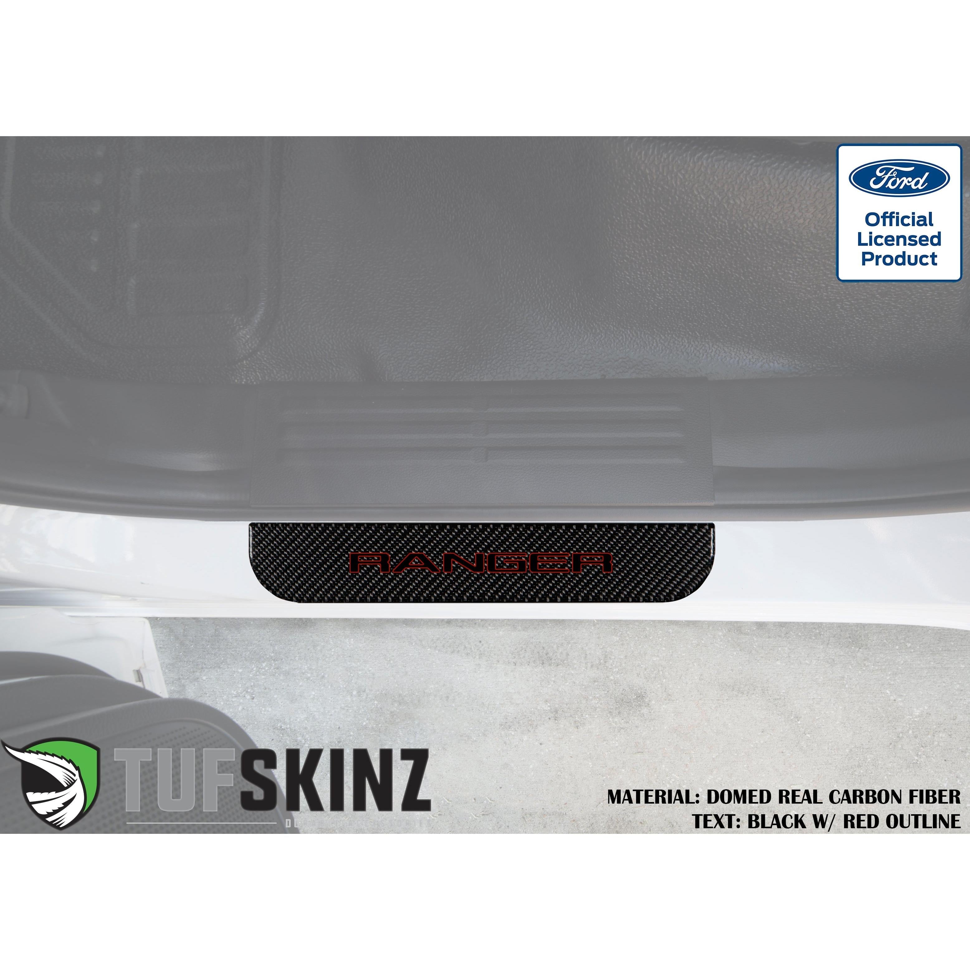 SuperCrew Rear Door Sill Trim Accent Trim Fits 2019-2020 Ford Ranger (Ranger)Black w/Red Outline Logo